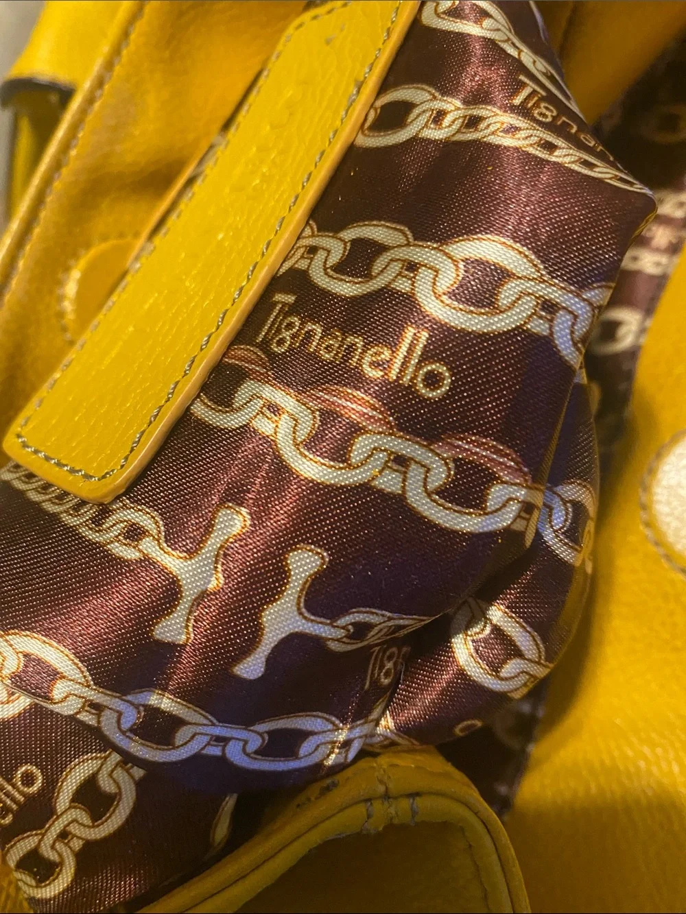 Tignanello Yellow Pebbled Leather Shoulder Bag